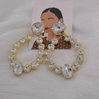 Sparkly Glass Crystal Oval Statement Drop Earrings Drag Queen Stage Jewelry