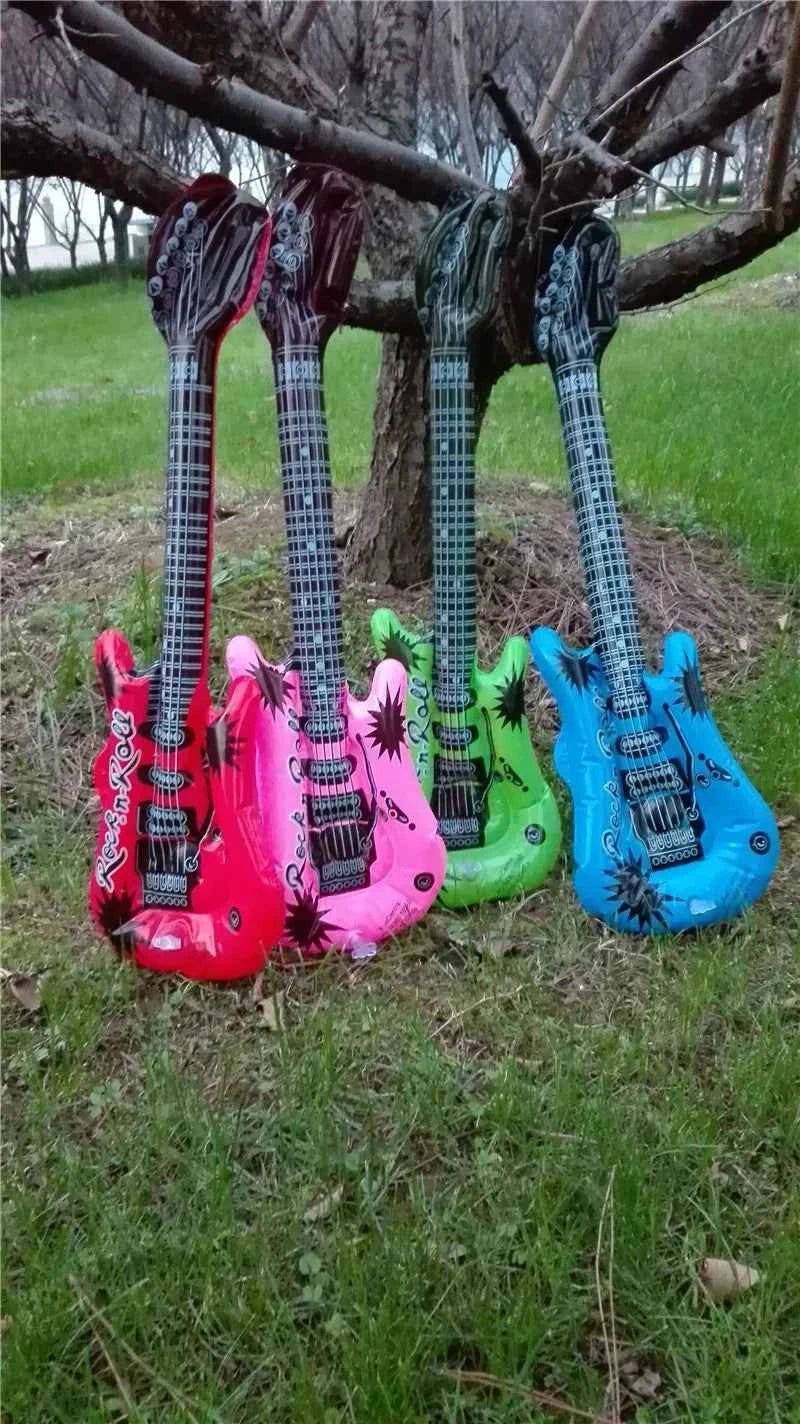 95cm Inflatable Guitar PVC Stage Props Children 's Simulation Inflatable Musical Instrument Explosion Inflatable Toys
