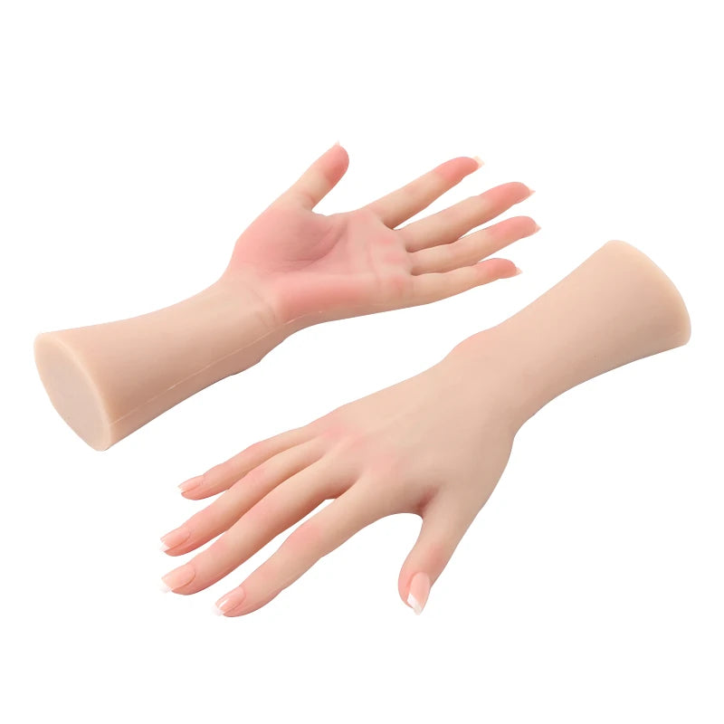 Quality Realistic Female Silicone Hand Model for Nail Art Practice Manicure Training Jewelry Display Watch Display Soft Hand