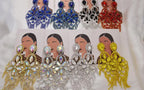Sparkly Glass Crystal Statement Drop Earrings Stage Performance Jewelry
