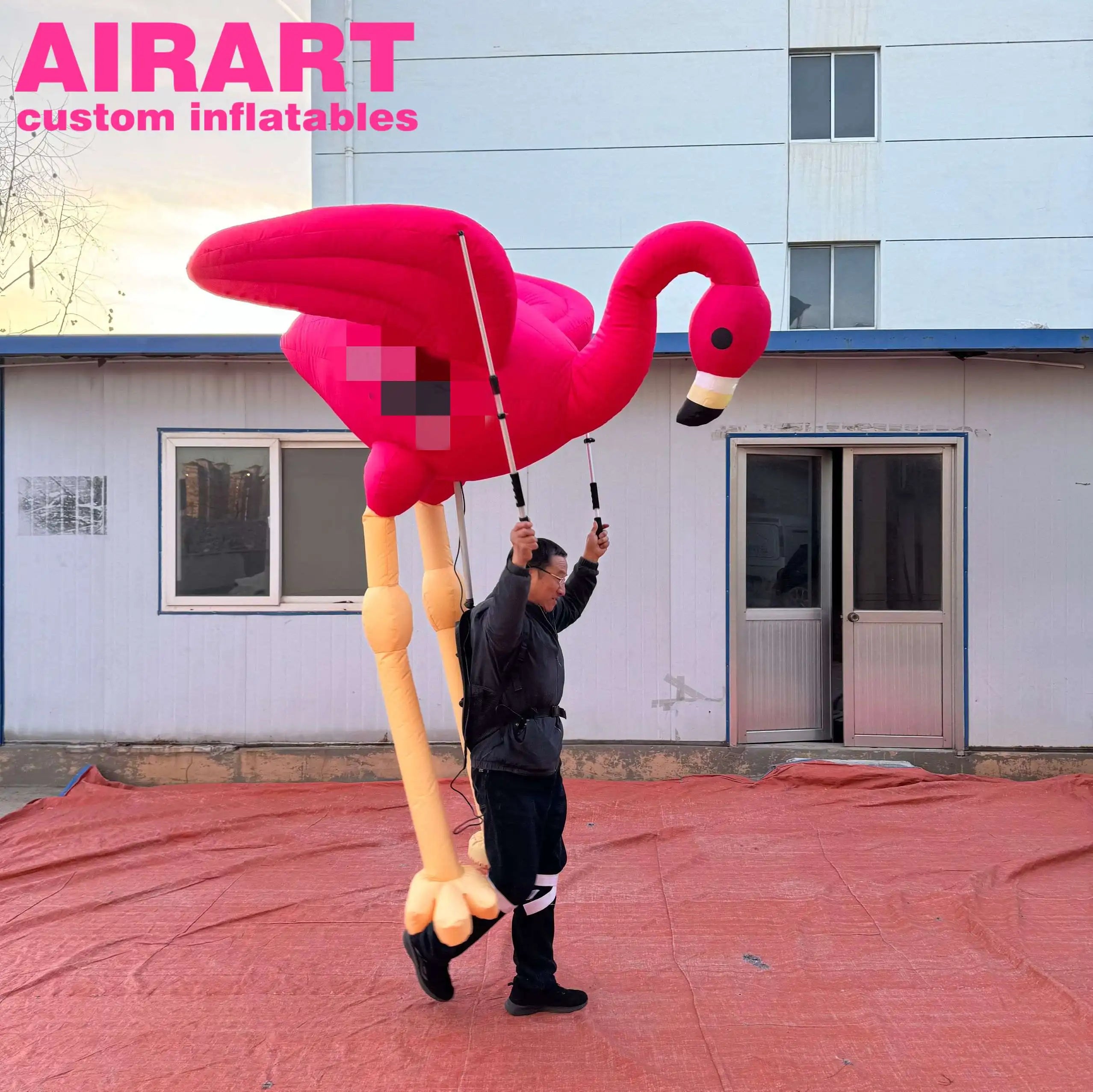 Free Printing Inflatable Mascot Puppet Adults Size Inflatable Puppet Costume Pink Color Inflatable Flamingo Puppet