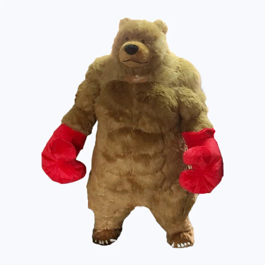 Furry Giant Boxing Bear Inflatable Costume Plush Simulation Brown Bear Costumes Mascot Adult Party Cosplay Suits