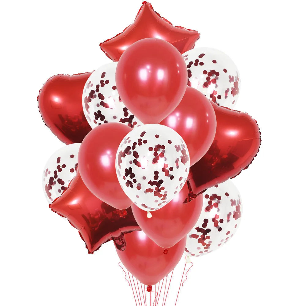 14pcs Stars Foil Confetti Balloons 18inch Sequined Balloon Set for Party Holiday Decorations
