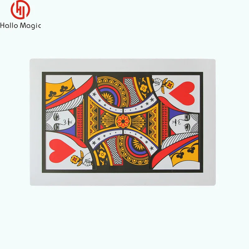 High Quality Pvc Material 1 PC Three Card Monte (Q, K) 45*30cm,Magic Tricks,Classic,Illusions,Stage Magic,Fun,Magic Show