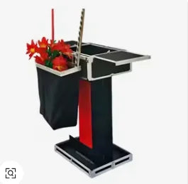 Magic Prop Carrying Case & Fold-up Table Base Folding Table with Bag for Magicians Metal Close-up Magic
