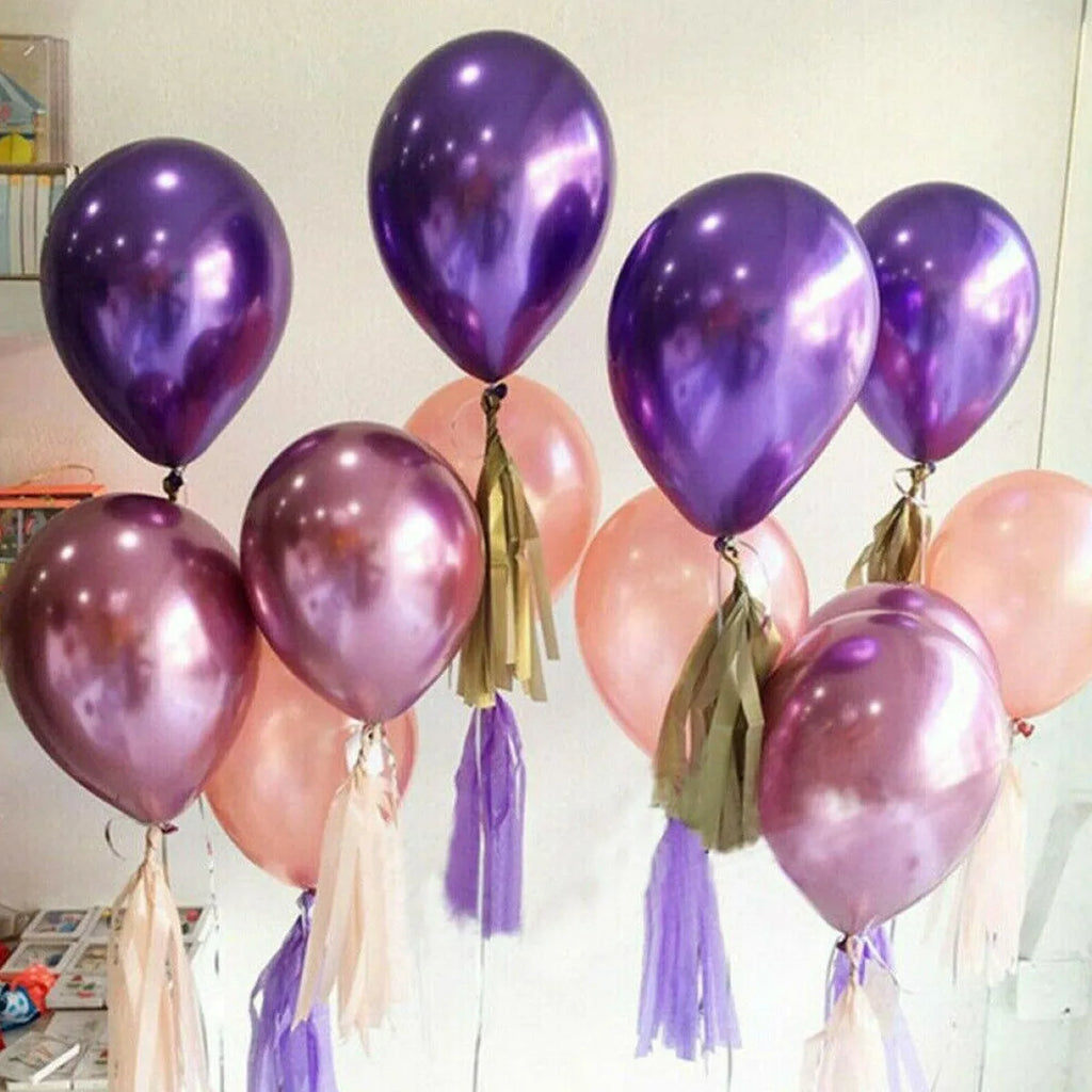 50Pcs Balloons Metallic Thick Chrome Shiny Latex Happy Birthday Wedding Party Toy Decor