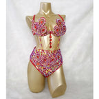 Sparkly Samba Carnival Stone Wire Bra & High-Waisted Bottom Two-Piece Costume Set