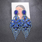 Sparkly Glass Crystal Statement Drop Earrings Stage Performance Jewelry