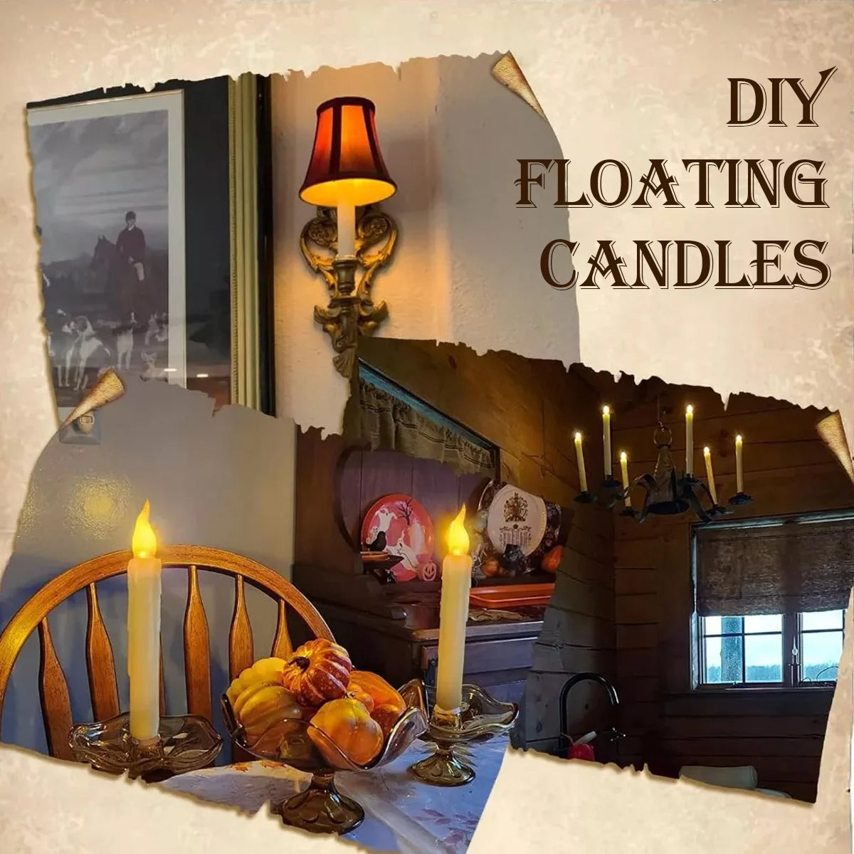 12/20PCS Floating Candles with Wand Remote Magic LED Hanging Taper Light Battery Operated Warm Yellow Candle Wedding Atmosphere