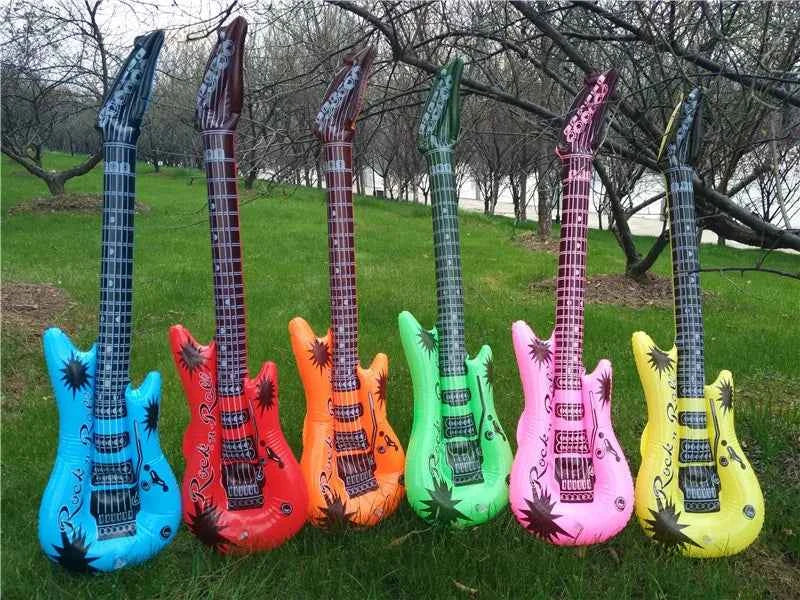 95cm Inflatable Guitar PVC Stage Props Children 's Simulation Inflatable Musical Instrument Explosion Inflatable Toys