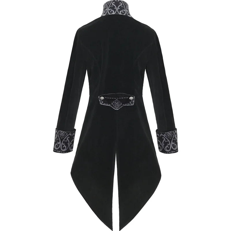 Men Steampunk Slim Coat Magician Cosplay Coldker Halloween Carnival Medieval Costume Gothic Court Lapel Buckled Tuxedo Jacket
