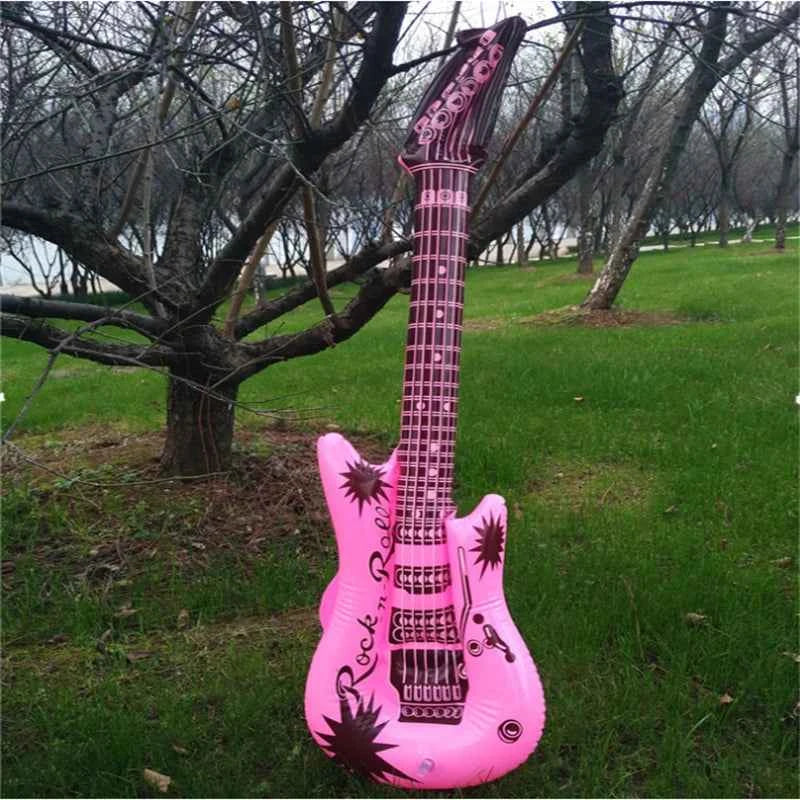 95cm Inflatable Guitar PVC Stage Props Children 's Simulation Inflatable Musical Instrument Explosion Inflatable Toys