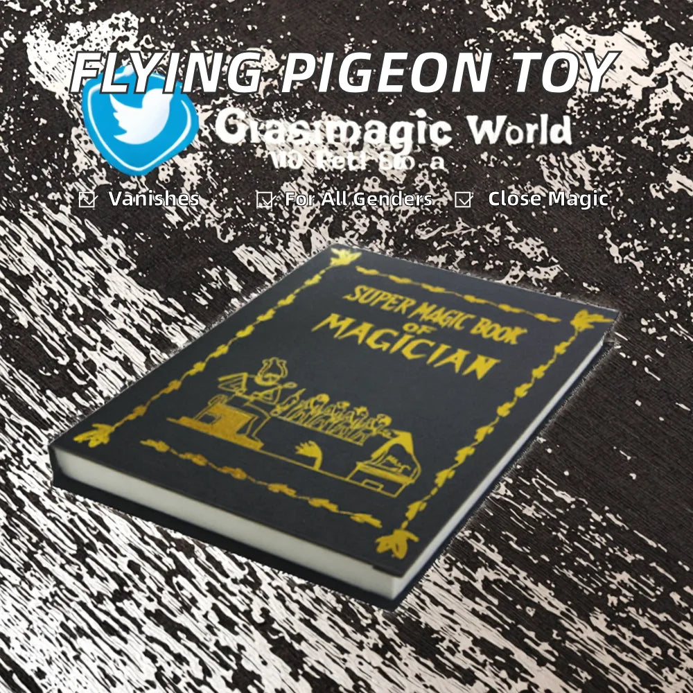 Flying Pigeon Plush Toy Magic Prop Book-Close-Up Magic Tricks Disappearing Feature Learn & Perform