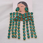 Sparkly 5.2" Glass Crystal Dangle Earrings Drag Queen Stage Jewelry