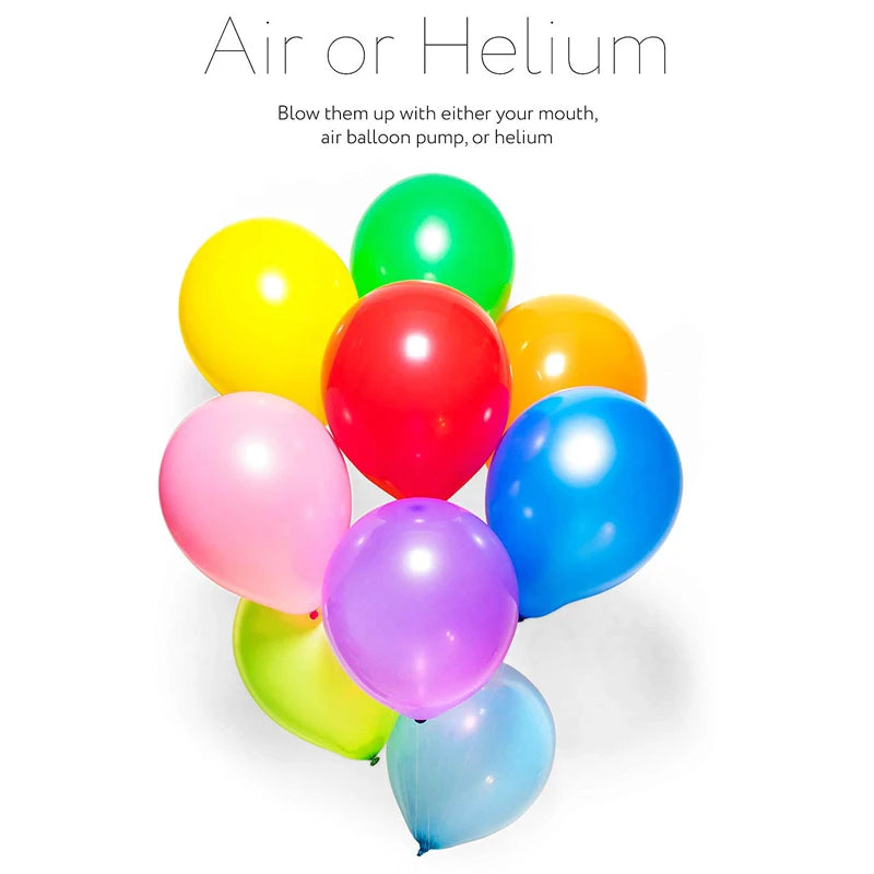 10 Colors Latex Rainbow Set 100 Pack 2.8g 12 Inch Supplies for Wedding Birthday Mother Day Party Decoration Accessory Balloons