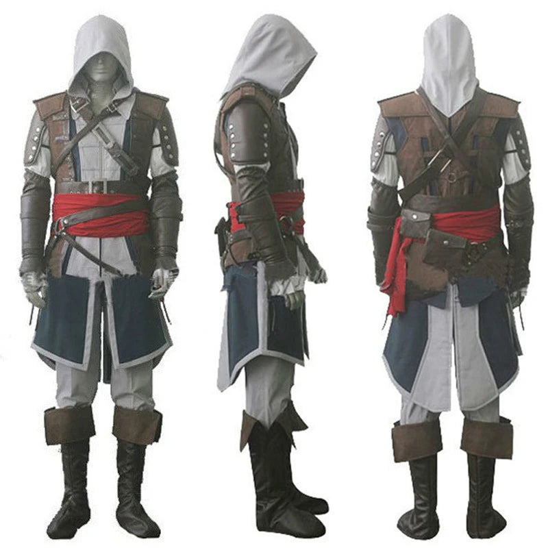 Uniform Outfits Complete Customization Suit Halloween PartyAssassins Cosplay Edward Costume Creed Black Flag Kenway Men Women