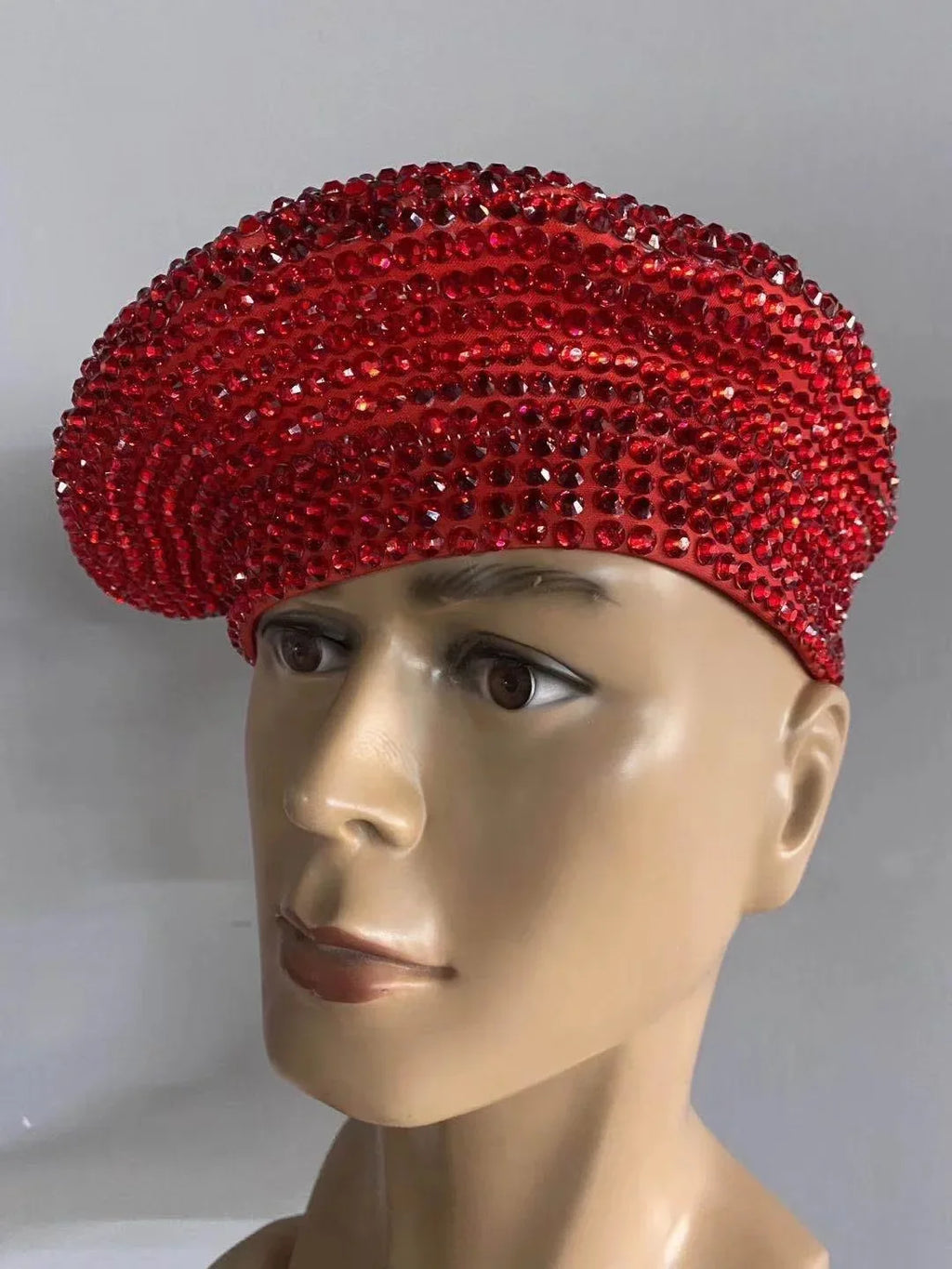 Full Rhinestone Embellished Glamour Beret Hat Stage Accessory