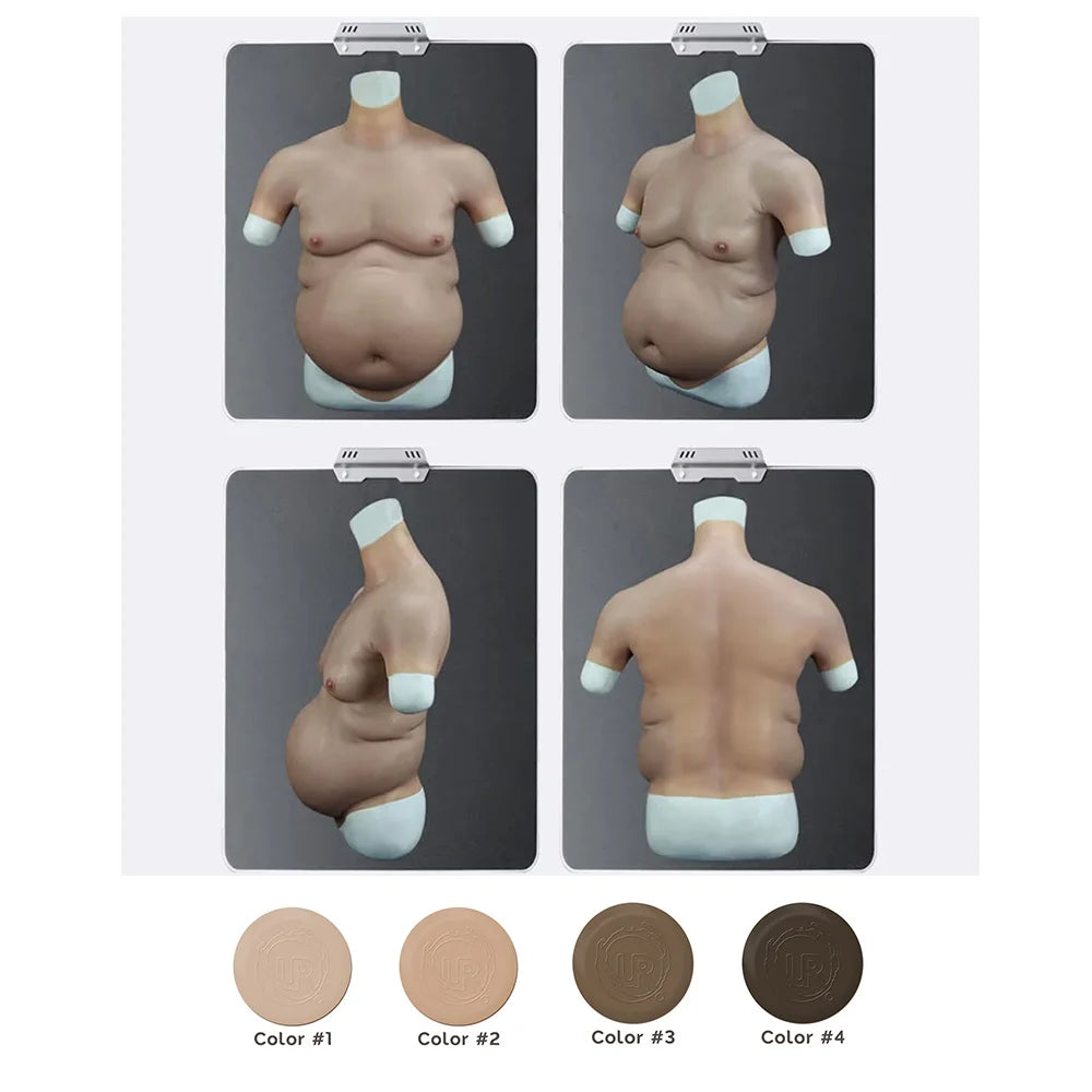 Fake Realistic Silicone Man Costume Potbellied Person Belly Cosplay Clothing Male Flabby and Bouncy Chest