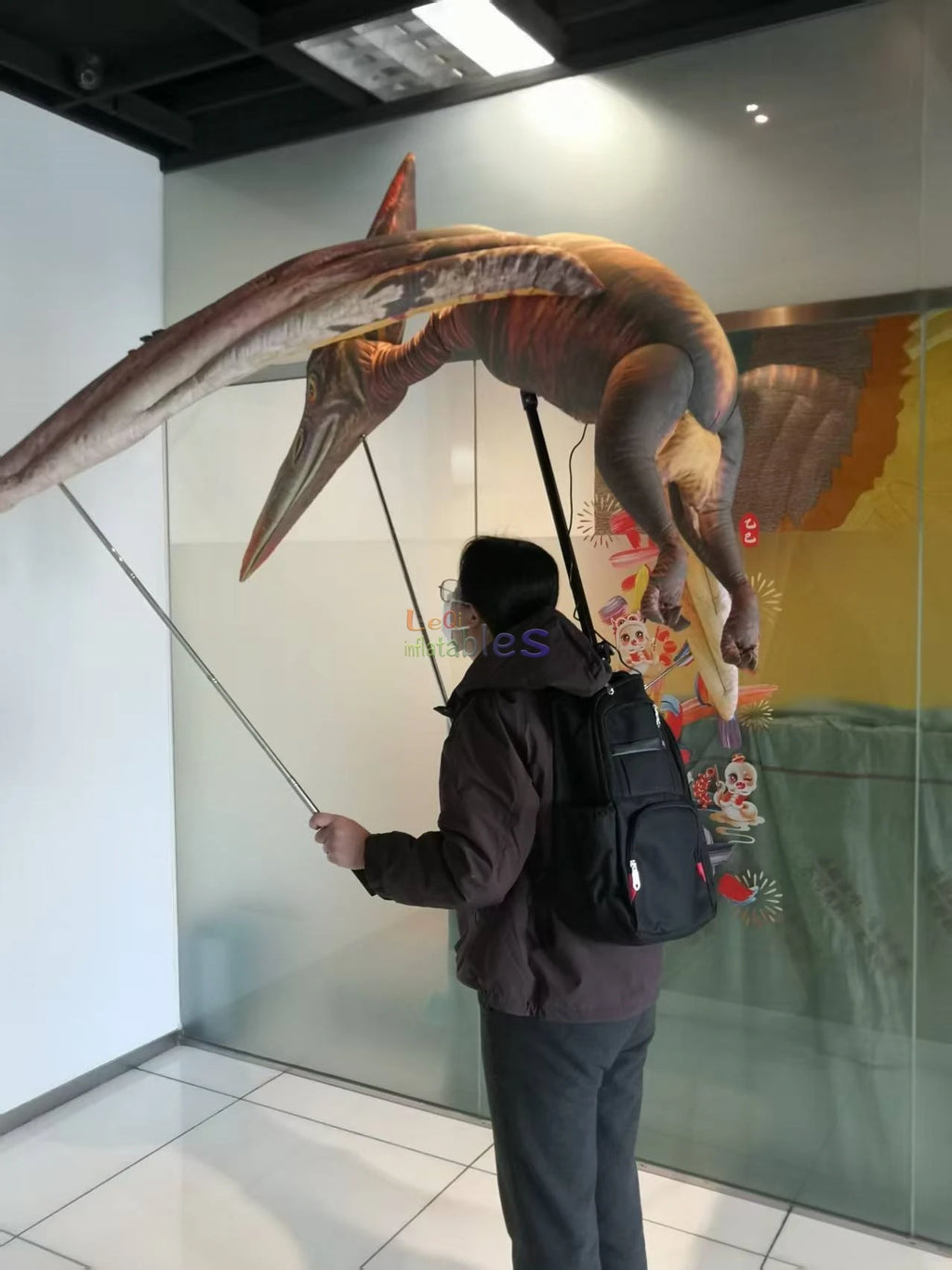Outdoor Carnival Parade Inflatable Dinosaur Puppet Led Lighted air Blow up Pterosaur Puppet for Events