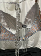 Silver Sequin Tassel Halter Bra & Shorts Stage Performance Set
