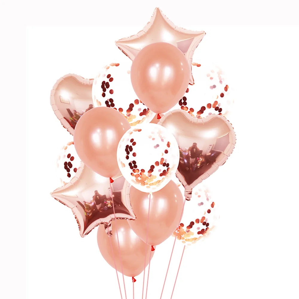14pcs Stars Foil Confetti Balloons 18inch Sequined Balloon Set for Party Holiday Decorations