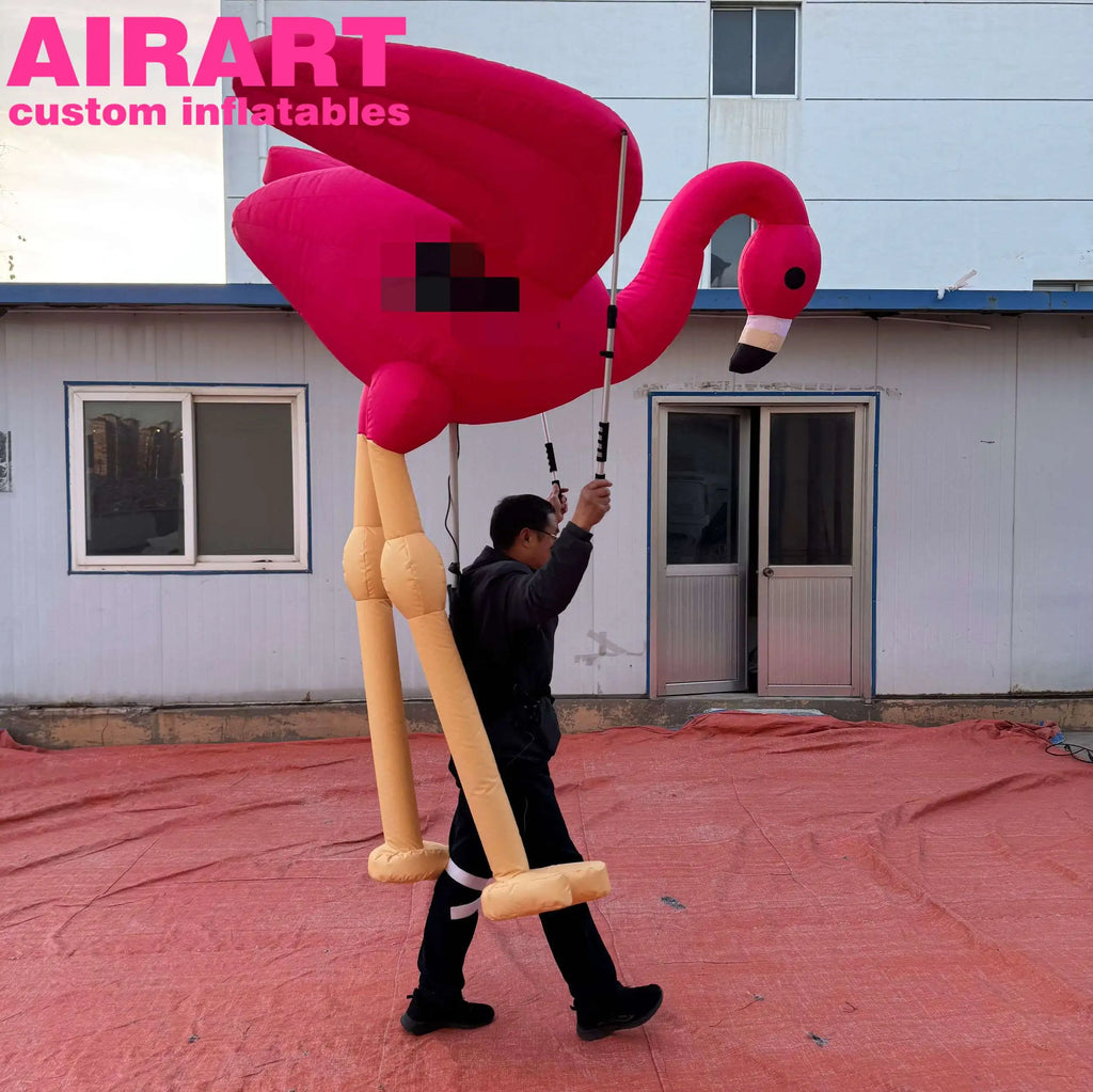 Free Printing Inflatable Mascot Puppet Adults Size Inflatable Puppet Costume Pink Color Inflatable Flamingo Puppet