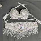The Stardust Oasis Sirena – Deluxe Crystal & Beaded Belly Dance Bra & Belt 2-Piece Costume Set