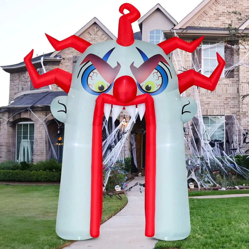 GOOSH 12.8 FT Halloween Inflatables Clown Archway Indoor & Outdoor Party Decor Built-in LEDs for Garden Lawn Yard Decorations
