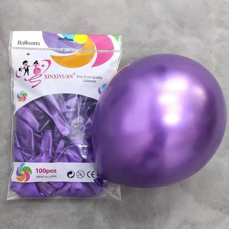 Party Balloons Arches 12 Inch Chrome Metallic Colorful Latex Balloons Decorations for Wedding Birthday Decoration Supplies
