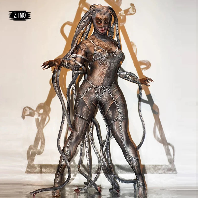 women cosplay Halloween horror thriller alien serpentine lifelike jumpsuit man stage performance bar concert dancer costume rave - Big Tim's Magic Emporium