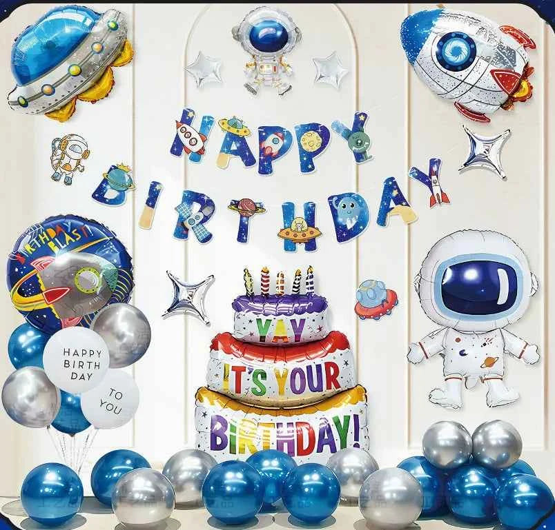 Outer Space Theme Party Decorations — Spaceship Balloon Set for Kids
