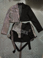 Sparkly Rhinestones Blazers Shorts Sexy 2 Pieces Set DJ Women Singer Nightclub Bar Concert Dance Costume Party Show Rave Outfit
