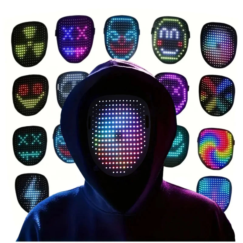 Shining Funny Custom DIY Face Mask Halloween Party LED Light Face Mask - Big Tim's Magic Emporium