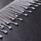 5YDS Crystal AB Rhinestone Fringe Trim 3.1" Tassel Applique Sew-On Stage Costume Border