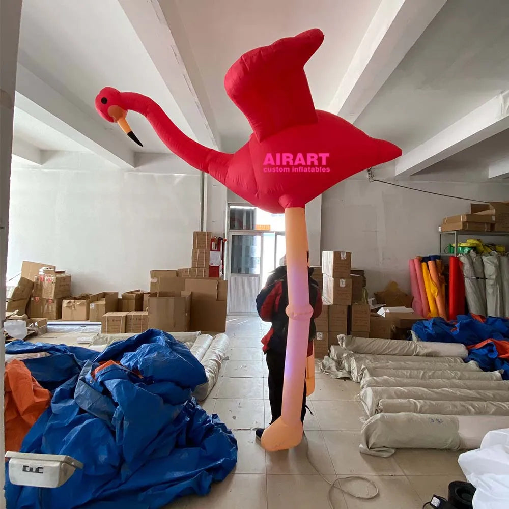 Free Printing Inflatable Mascot Puppet Adults Size Inflatable Puppet Costume Pink Color Inflatable Flamingo Puppet