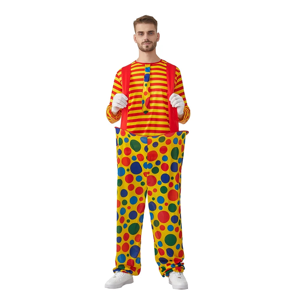 Men Carnival Party Cosplay Clown Suit Fancy Adult Clown Costume
