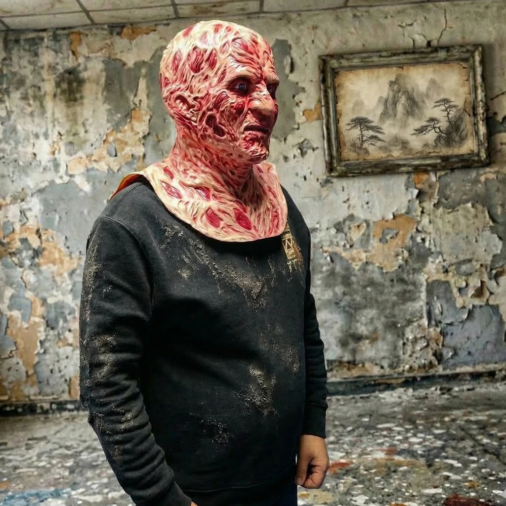 Realistic Burned Scars Latex Full Face Mask Funny & Goofy Trendy Halloween Cosplay Prop Adult Costume Parties Haunted House