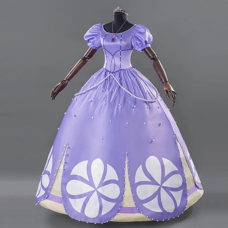 Princess Sofia Costume Set — Layered Dress, Crown & Necklace | Adult & Kids - Big Tim's Magic Emporium