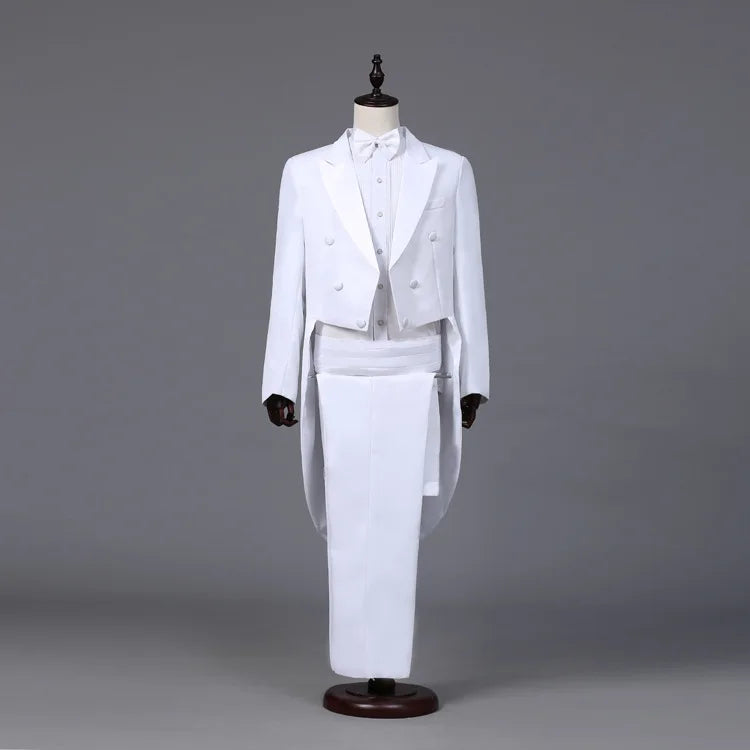 2026 New lb Tailcoat Classic Modern White and Black Basic Style Mens Suit with Tailcoat Singer Magician Stage Jacket Outfits
