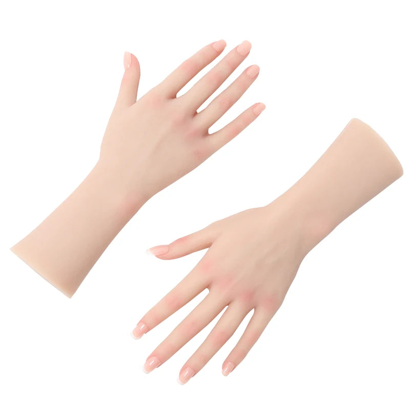 Quality Realistic Female Silicone Hand Model for Nail Art Practice Manicure Training Jewelry Display Watch Display Soft Hand