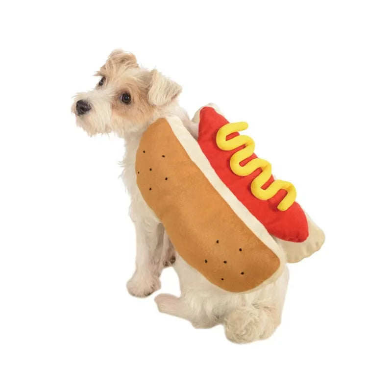 Funny Dog Hotdog Costume Luxury Simple Winter Chinese New Year Party Cosplay Outfit for Cats Birthday Halloween Trench Coat - Big Tim's Magic Emporium