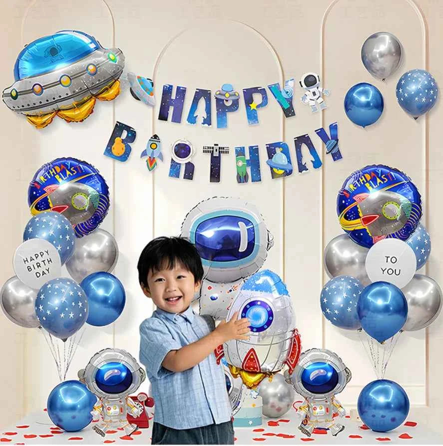 Outer Space Theme Party Decorations — Spaceship Balloon Set for Kids