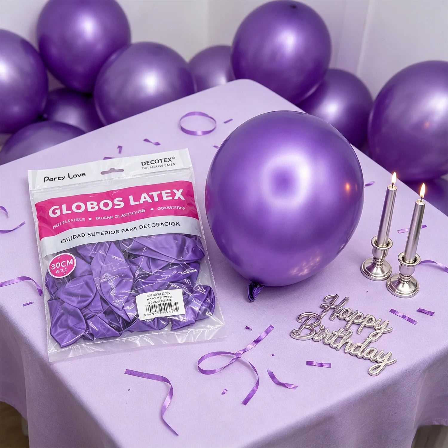 Party Love Latex Balloons 50cm Purple Chrome for Adults Birthday Party Decorations