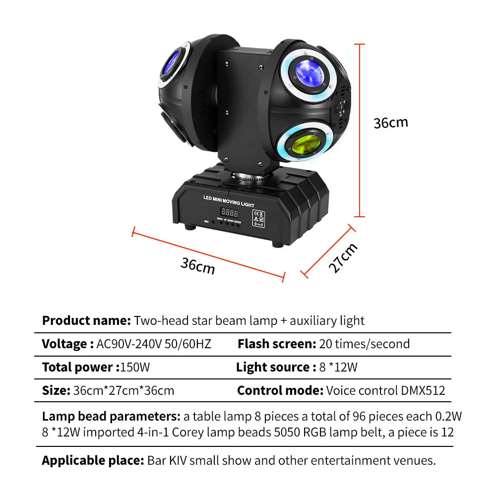 150W 4-in-1 Disco Club RGBW Beam Laser LED Moving Headlight Party Stage Magic Ball High-Power Stage Lighting Equipment Paytton