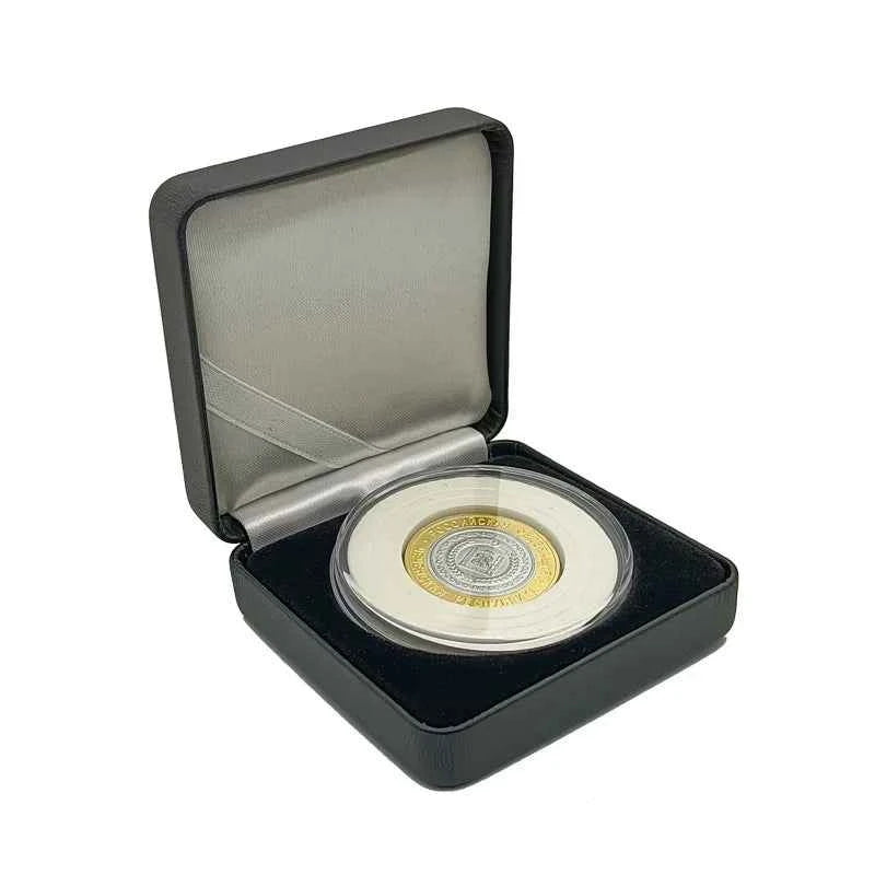 Leather Mmetal Box Coin Display Case , Black coin Storage Box , Display and protective coins
