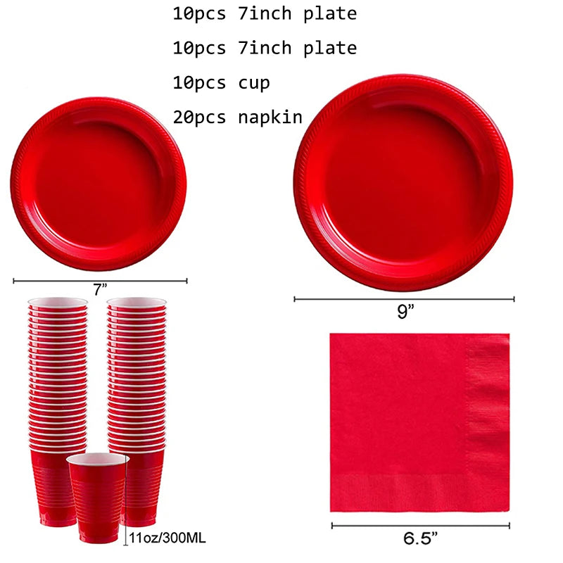 Wedding Party Red Color Party Disposable Party Tableware Cups Plates For Anniversaire Birthday Party Decorations Adult Supplies - Big Tim's Magic Emporium