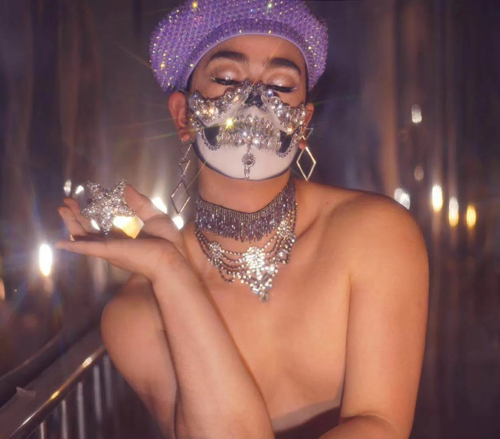 Full Rhinestone Embellished Glamour Beret Hat Stage Accessory