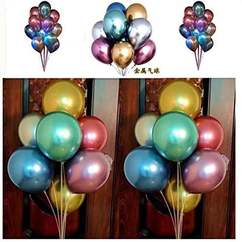 Party Balloons Arches 12 Inch Chrome Metallic Colorful Latex Balloons Decorations for Wedding Birthday Decoration Supplies