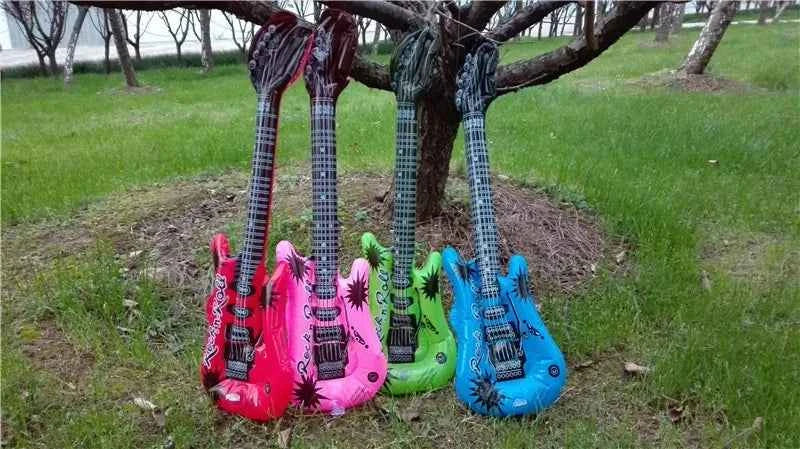 95cm Inflatable Guitar PVC Stage Props Children 's Simulation Inflatable Musical Instrument Explosion Inflatable Toys