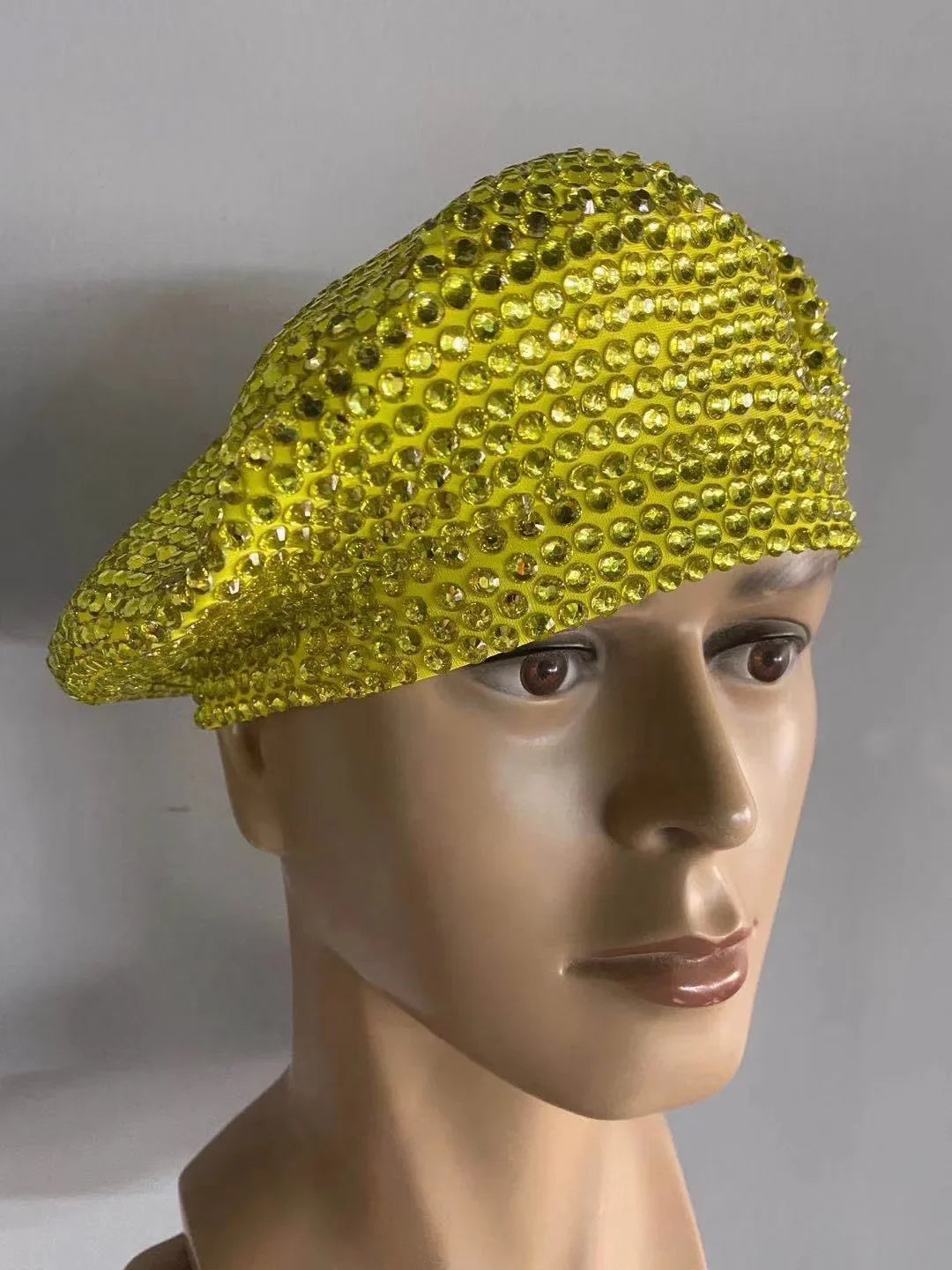 Full Rhinestone Embellished Glamour Beret Hat Stage Accessory